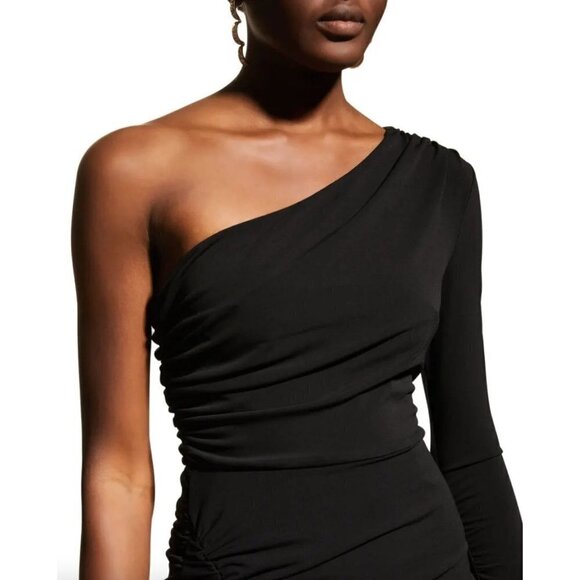 Cinq a Sept Alora One Shoulder Bodycon Ruched Mini Dress Black Womens -  mordernwear.com